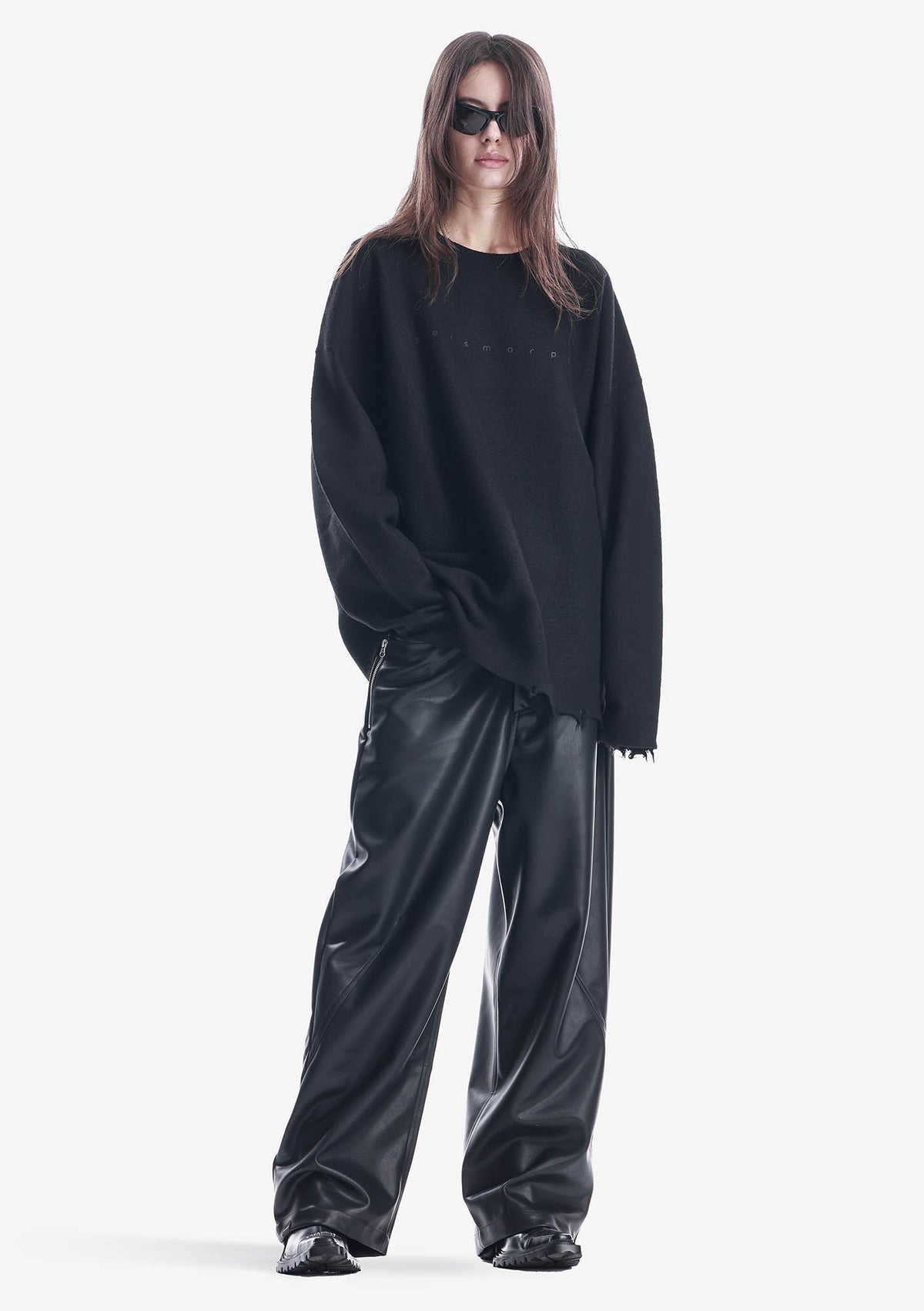 Широкие брюки VANT из эко-кожи Rw222 - Rw222_1_02