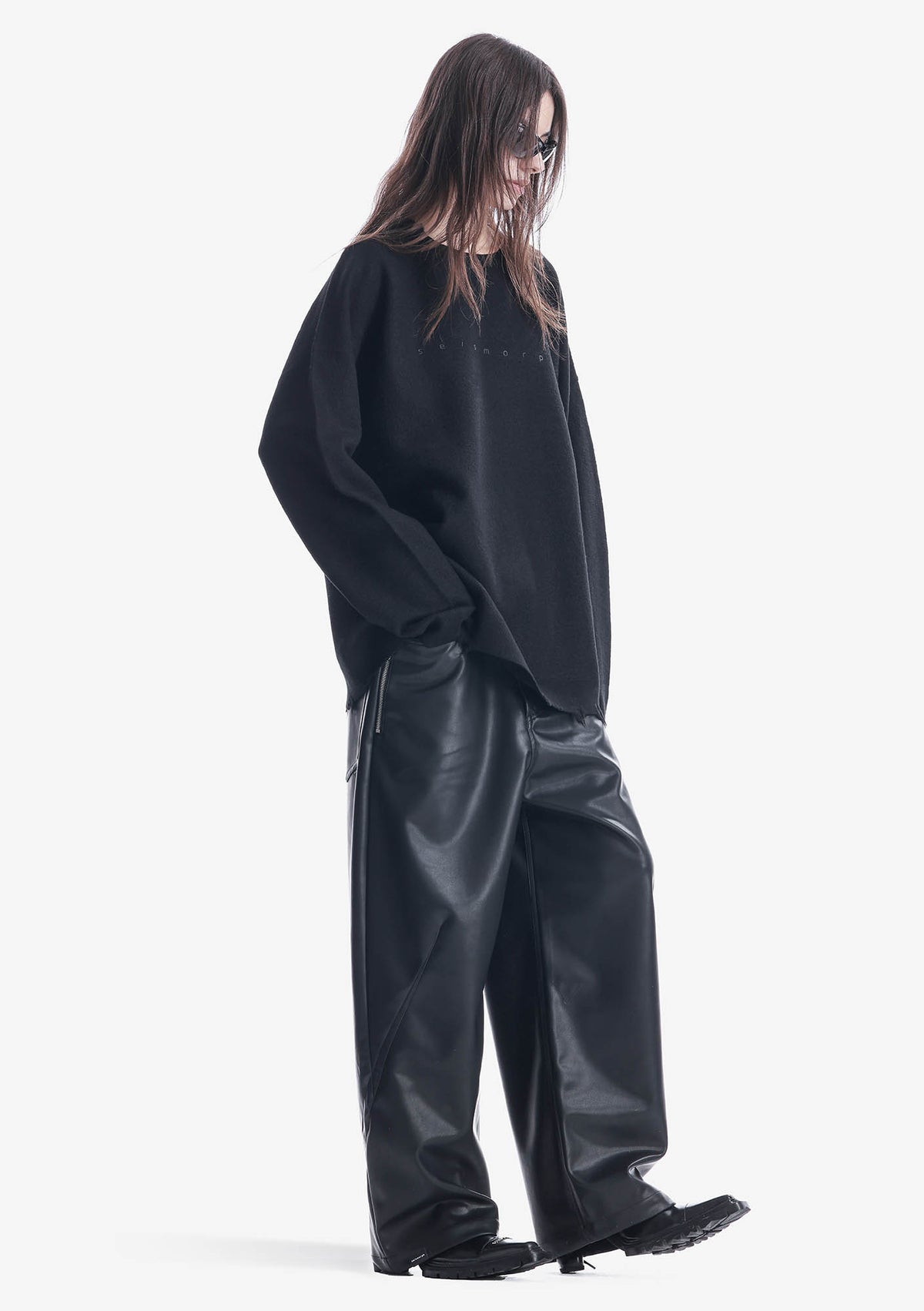 Широкие брюки VANT из эко-кожи Rw222 - Rw222_1_03